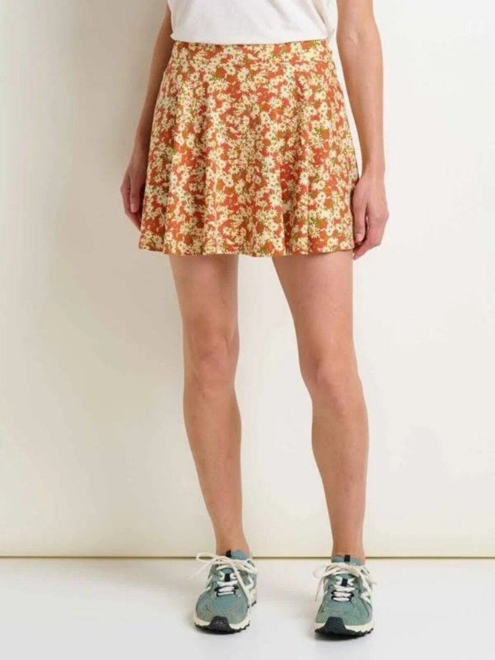 Granola Boho Whimsy Flirty Toad&Co Butter Yellow Orange Floral Mini Skort Lg